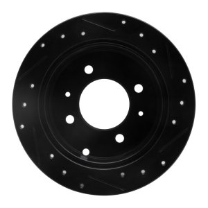Hyundai Sonata Brake Rotor (1) - Rear Left - R1 Concepts - Drilled & Slotted - Black - `99-`06